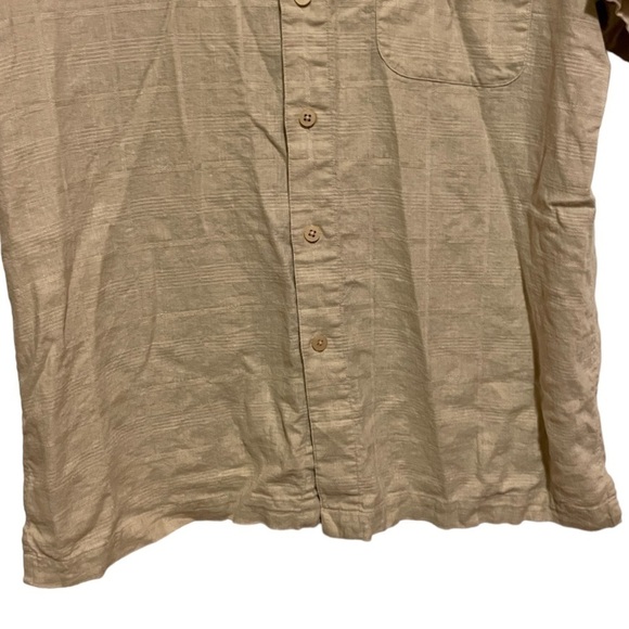 Marc Edwards Washable Linen Tan Short Sleeve Button Down Shirt Size Large - Picture 3 of 5